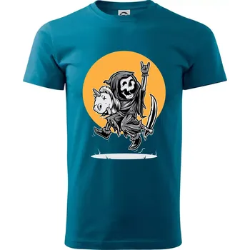 Jednorozeč vs. smrtka - Klasické pánské triko vyšší gramáže - XS ( Petrolejová )