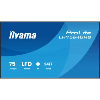 Monitor 75" iiyama LH7564UHS-B1AG:VA, 4K UHD,Android,24/7