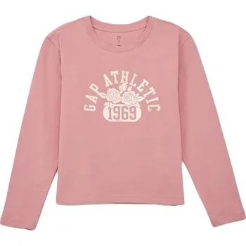 Dívčí oblečení Dívčí tričko s dlouhým rukávem GAP FRCH VALUE LOGO XL Růžová, Bílá