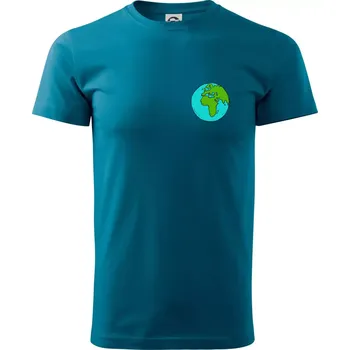 Planeta na prsu - Afrika a Evropa - Klasické pánské triko vyšší gramáže - S ( Petrolejová )