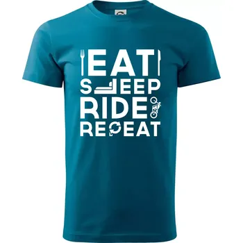 Eat sleep ride moto - Klasické pánské triko vyšší gramáže - XS ( Petrolejová )