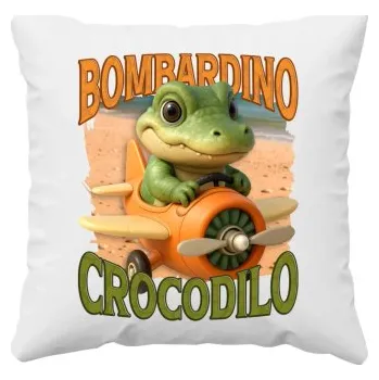 Žertovný předmět Baby Bombardino Crocodilo - Italian Brainrot - krokodýl bombardér - polštář s potiskem- Tričkový.cz