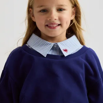 Dívčí mikina Reserved - Mikina s imitací košile - tmavomodrá - 276FA-59X - 276FA-59X-116