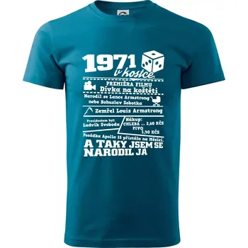 Pánské tričko 1971 v kostce - Klasické pánské triko vyšší gramáže - S ( Petrolejová )