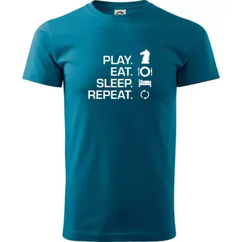 Eat sleep play - šachy - Klasické pánské triko vyšší gramáže - M ( Petrolejová )