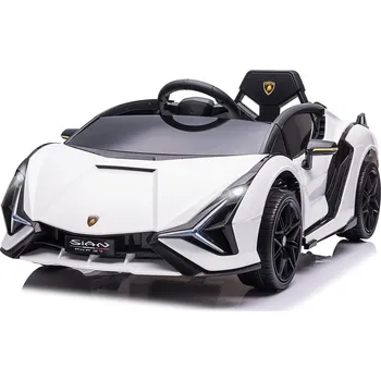 Dětské elektrovozidlo Dětské autíčko HOMCOM Lamborghini, s dálkovým ovládáním, 3 rychlosti, bezpečnostní pásy, hudební (MP3/USB) světlo, nosnost 25 kg, pro 37-60 měsíců, bílé | Aosom