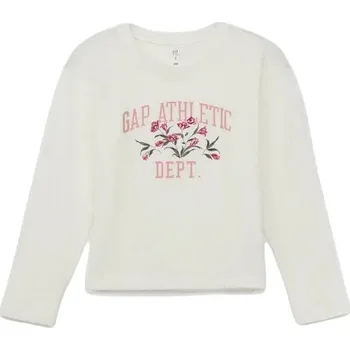 Dívčí tričko Dívčí tričko s dlouhým rukávem GAP FRCH VALUE LOGO XS Bílá, Růžová