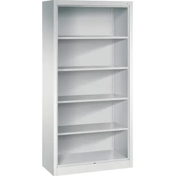 Jednací stůl Kancelářský regál se zadní stěnou C+P Acurado, 930 x 400 x 1950 mm, sv. šedý