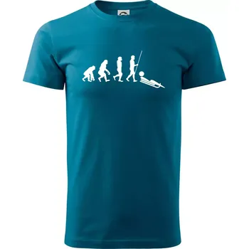 Evoluce jízdy na bobu - Klasické pánské triko vyšší gramáže - S ( Petrolejová )