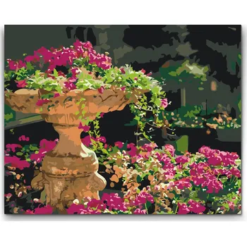 Malování podle čísel - Květinová fontána Velikost: 30x40cm, Rámování: Pouze srolované plátno