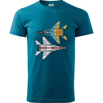 Mig 29 Fulcrum ze spoda a ze zhora - Klasické pánské triko vyšší gramáže - M ( Petrolejová )