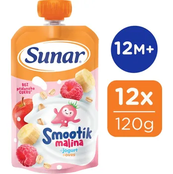Sunar Smootík malina, jogurt, oves - 12 x 120 g