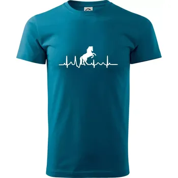 Pánské tričko Ekg kůň ikona - Klasické pánské triko vyšší gramáže - M ( Petrolejová )