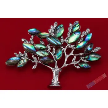 Brož Brož z perleti paua ve tvaru stromu života, cca 58 x 40 mm (BP1028S)