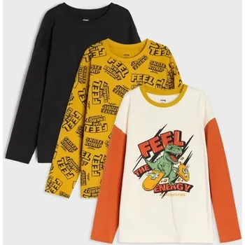 Sinsay - 3 balení triček s dlouhým rukávem - krémová - 897GE-01X - 897GE-01X-128