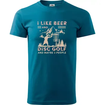 Pánské tričko I like beer and disc golf - Klasické pánské triko vyšší gramáže - L ( Petrolejová )