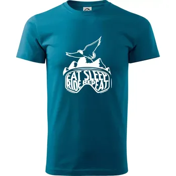 Pánské tričko Eat sleep ride repeat - hory - Klasické pánské triko vyšší gramáže - S ( Petrolejová )
