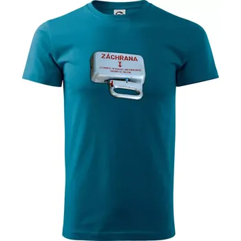 Záchranná brzda vlak - Klasické pánské triko vyšší gramáže - S ( Petrolejová )