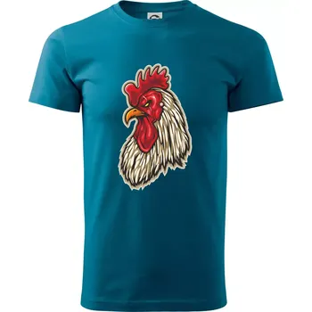 Pánské tričko Kohout naštvaný - Klasické pánské triko vyšší gramáže - M ( Petrolejová )