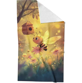 Rychleschnoucí ručník 50x90 včela v záři louky