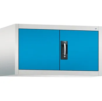 Jednací stůl Nástavec na kancelářskou skříň s křídlovými dveřmi C+P Acurado, 930 x 500 x 500 mm, sv. šedo-modrý