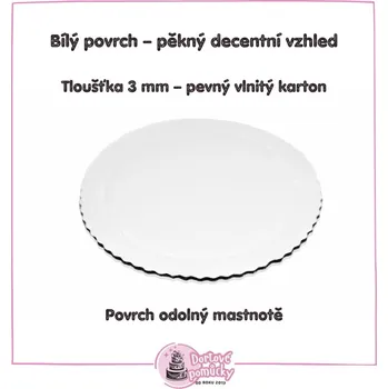 Pevná kulatá dortová podložka bílá 26 cm