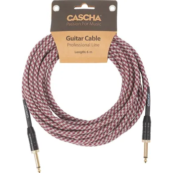 Příslušenství ke zvukové technice Cascha Professional Line Guitar Cable, Straight, Tweed Red, 6 m + prodloužená záruka 3 roky