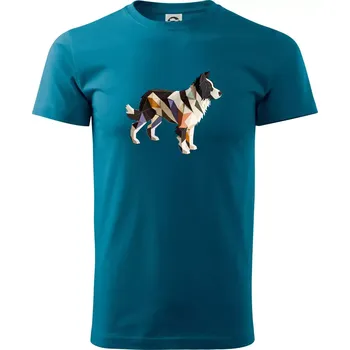 Border colie slepená z papíru - Klasické pánské triko vyšší gramáže - XS ( Petrolejová )