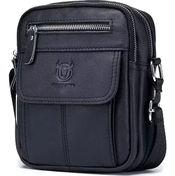 Bullcaptain pánská kožená messenger taška Laurent Černý 4L