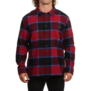 Pánská košile košile Vans Larkspur Plaid Flannel LS - Bordeaux/Black M