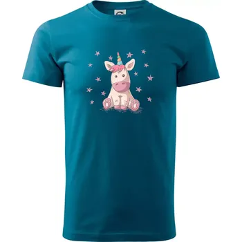 Pánské tričko Jednorožec miminko - Klasické pánské triko vyšší gramáže - 4XL ( Petrolejová )