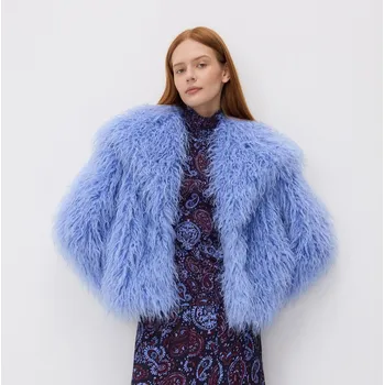 Dámský kabát Reserved - Kabát z&nbsp;umělé kožešiny - světle modrá - 280HL-50X - 280HL-50X-M