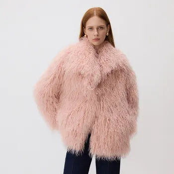 Dámský kabát Reserved - Bunda z imitace kožešiny - růžová - 043HV-30X - 043HV-30X-S