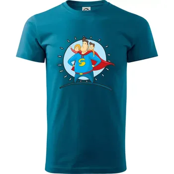Pánské tričko Táta superman - holka a kluk - Klasické pánské triko vyšší gramáže - L ( Petrolejová )