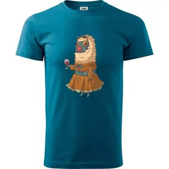 Alpaka s vínem žena - Klasické pánské triko vyšší gramáže - M ( Petrolejová )