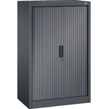 Jednací stůl Žaluziová skříň do kanceláře C+P Omnispace, sideboard, 800 x 420 x 1230 mm, černošedá