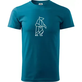 Pánské tričko Geometrie lední medvěd stojící - Klasické pánské triko vyšší gramáže - 4XL ( Petrolejová )