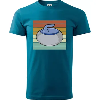 Curling vintage - Klasické pánské triko vyšší gramáže - S ( Petrolejová )