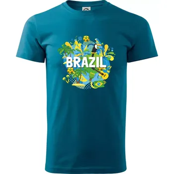 Brazílie Barevný obrázek - Klasické pánské triko vyšší gramáže - XS ( Petrolejová )