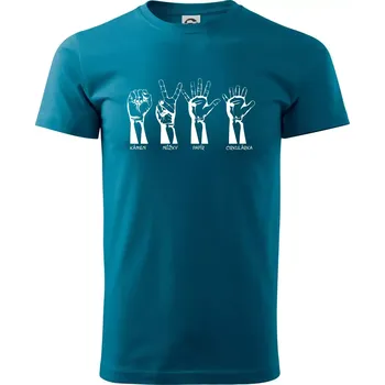 Kámen nůžky papír cirkulárka - Klasické pánské triko vyšší gramáže - XS ( Petrolejová )