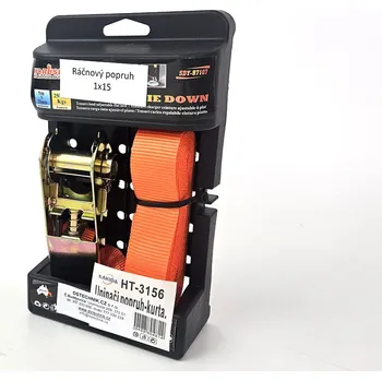 Upínací popruh Upínací pás s ERGO ráčnou a s hákem, délka 5m - Ráčnový popruh 1x15