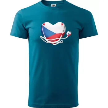 Pánská móda Český doktor logo - Klasické pánské triko vyšší gramáže - XS ( Petrolejová )