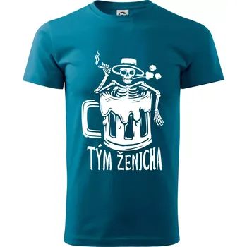 Pánské tričko Tým ženicha kostra - Klasické pánské triko vyšší gramáže - M ( Petrolejová )