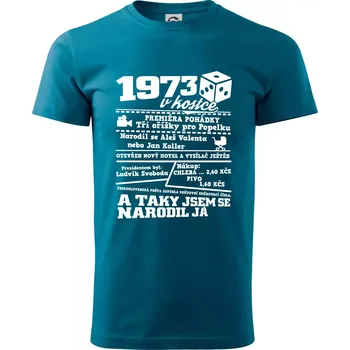 Pánská móda 1973 v kostce - Klasické pánské triko vyšší gramáže - M ( Petrolejová )