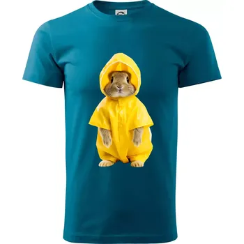 Pánské tričko Králík v pláštěnce - Klasické pánské triko vyšší gramáže - 4XL ( Petrolejová )