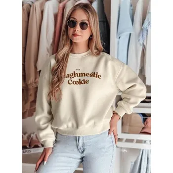 Dámská mikina Dámská oversize mikina s potiskem COOKIES světle béžová