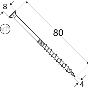Vrut CS 40080 tesařský vrut se zapuštěnou hlavou 4x80 100kus/bal