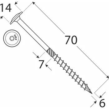 Vrut CT 06070 tesařský vrut s talířovou hlavou 6x70 100kus/bal