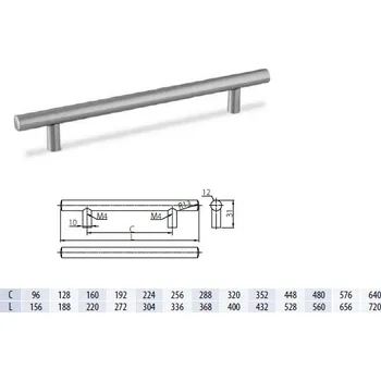 Nábytkové kování Uch. Reling 256x336 inox RS-336256-06 Doprodej