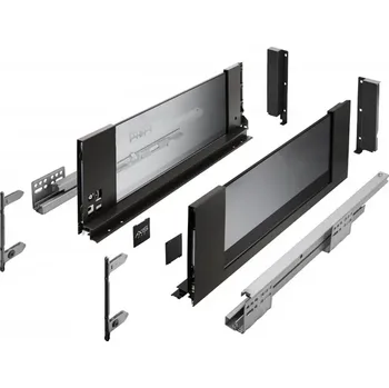Nábytkové kování Zásuvkový Box Slim sklo v bočnici C2 167/350mm nízký Černá 350C2
